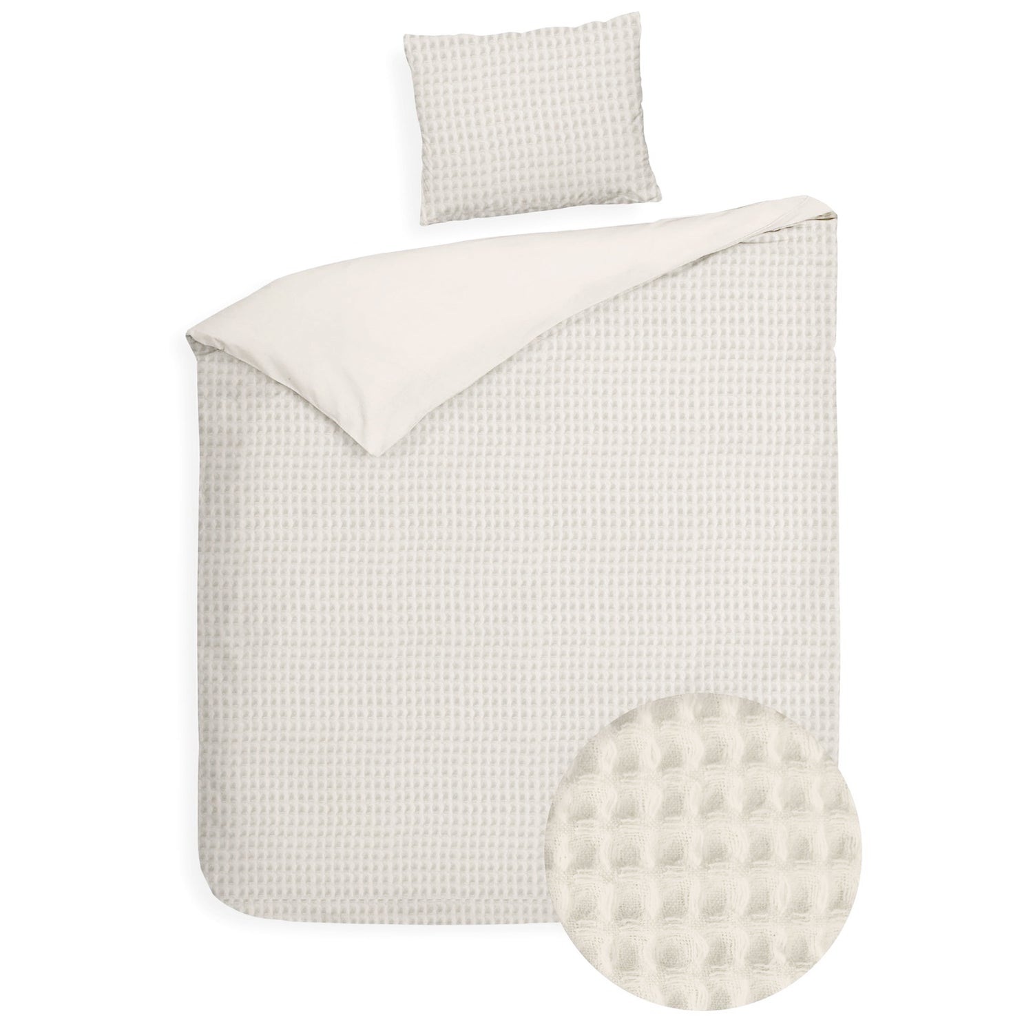 Dekbedovertrek Wafel - 100% katoen - crème