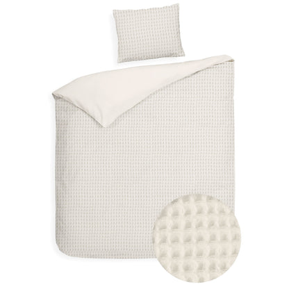 Dekbedovertrek Wafel - 100% katoen - crème