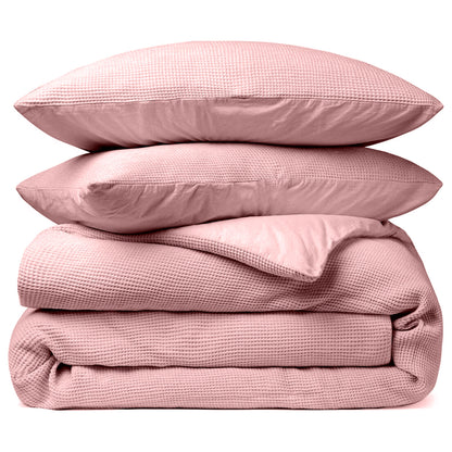 Dekbedovertrek Wafel - 100% katoen - Roze