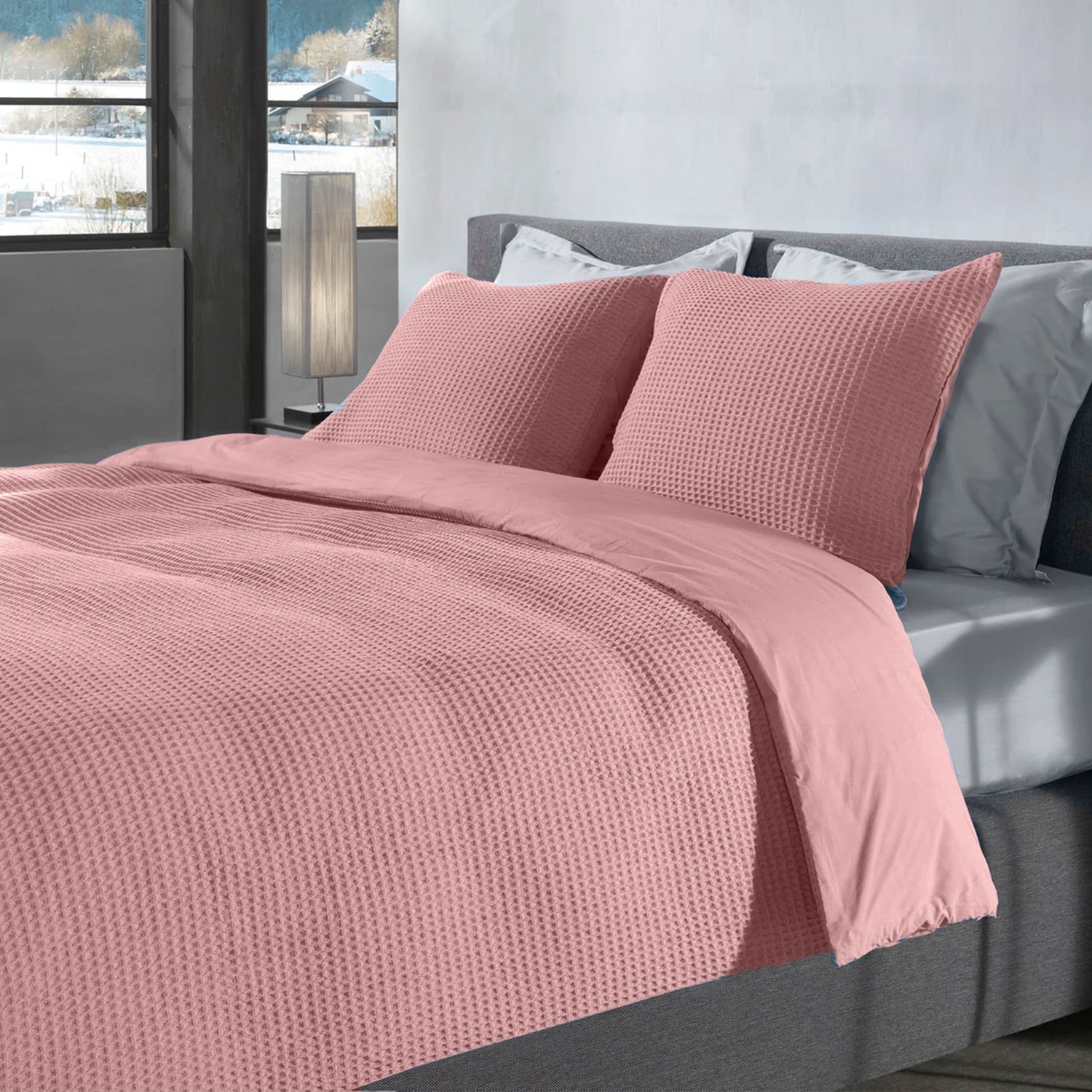 Dekbedovertrek Wafel - 100% katoen - Roze