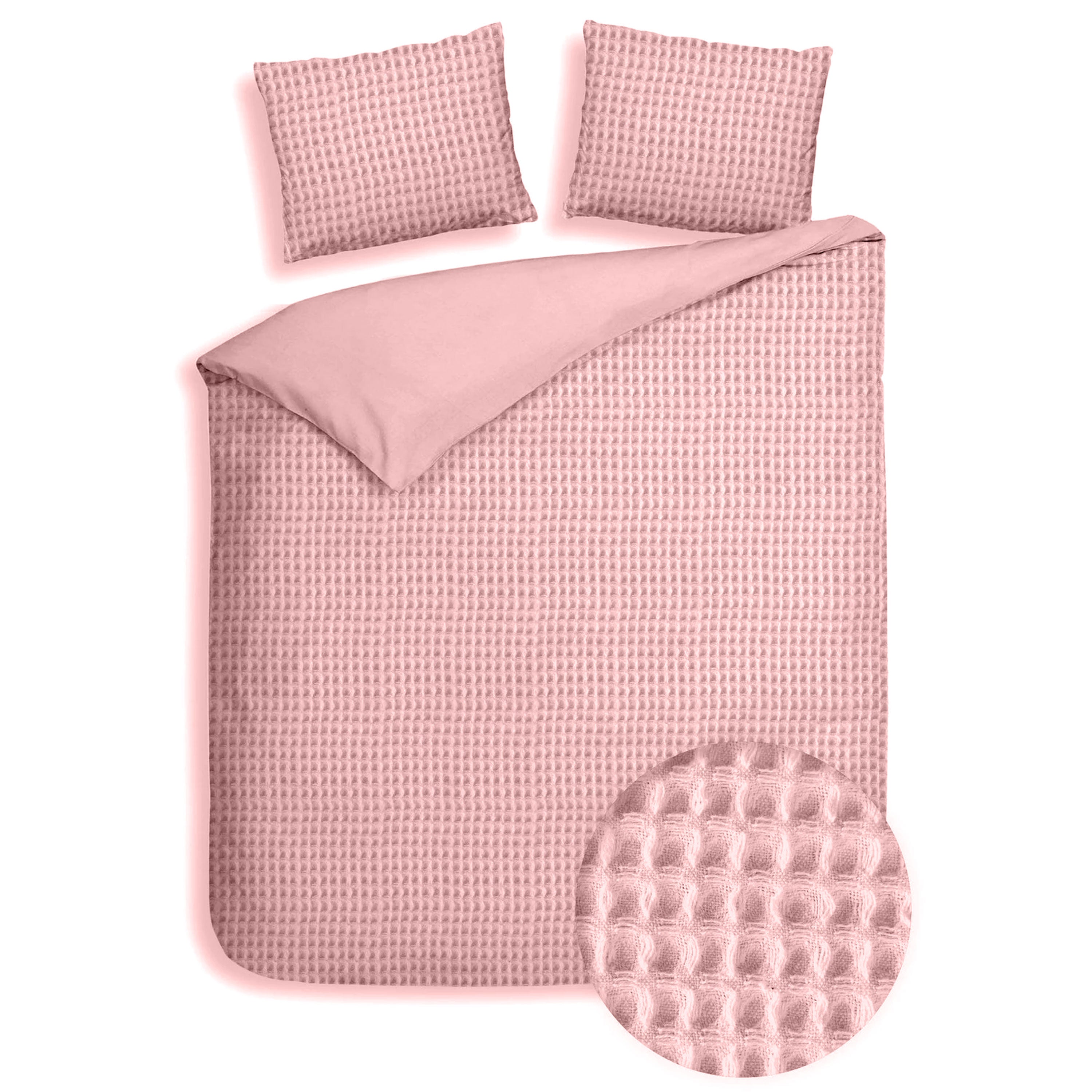 Dekbedovertrek Wafel - 100% katoen - Roze