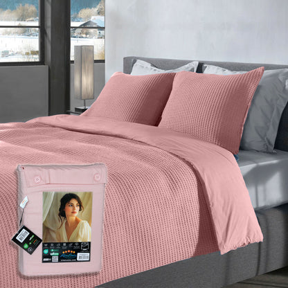 Dekbedovertrek Wafel - 100% katoen - Roze
