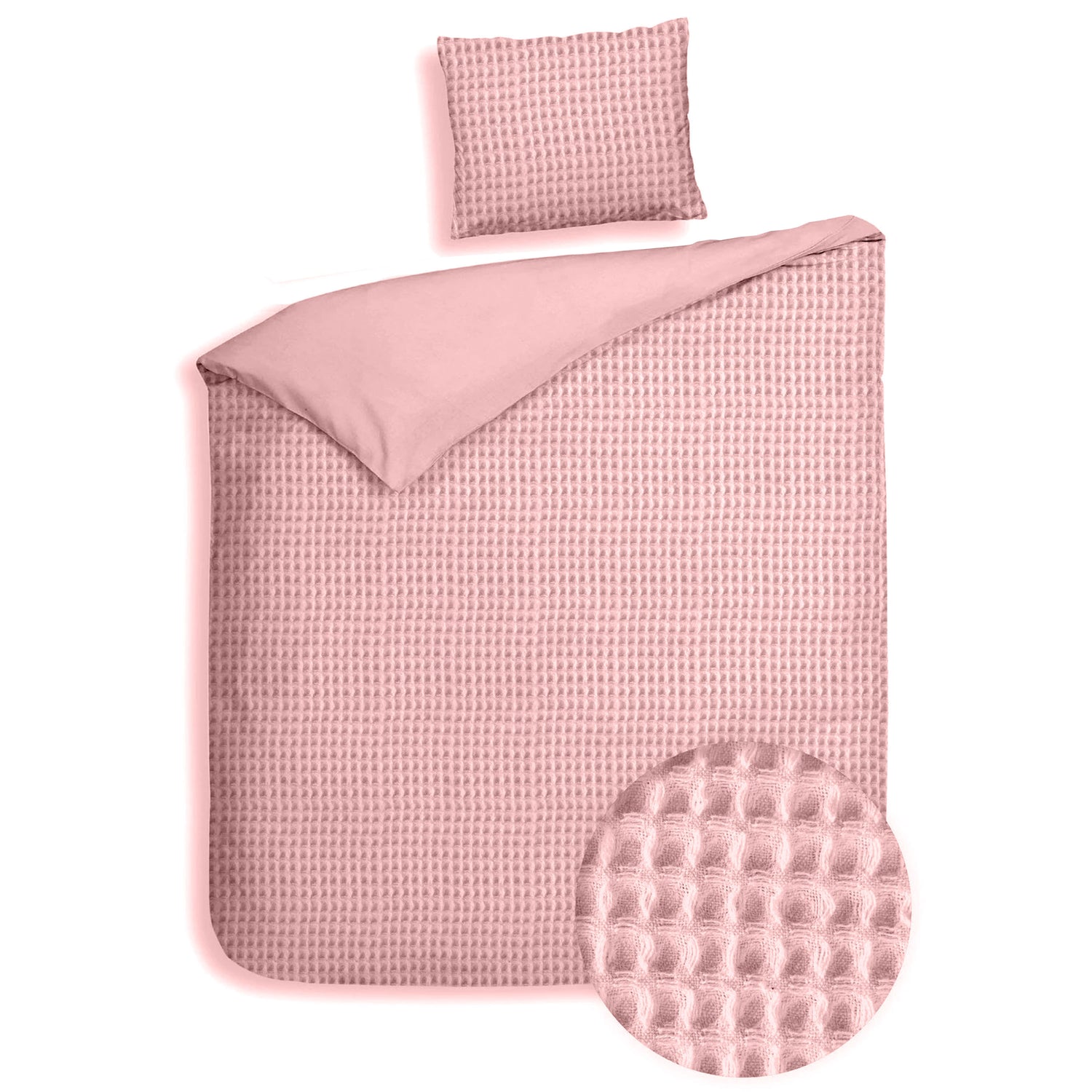 Dekbedovertrek Wafel - 100% katoen - Roze
