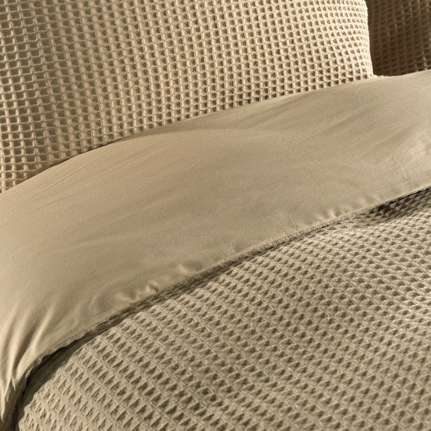Dekbedovertrek Wafel - 100% katoen - Taupe