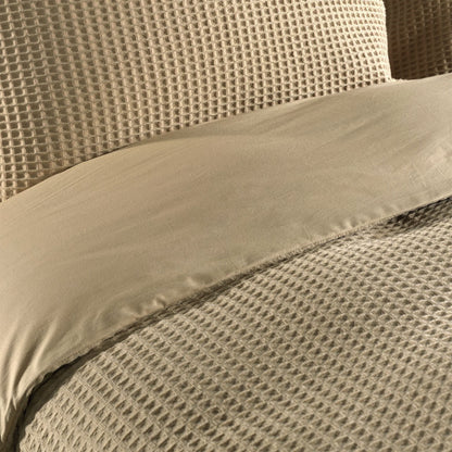 Dekbedovertrek Wafel - 100% katoen - Taupe