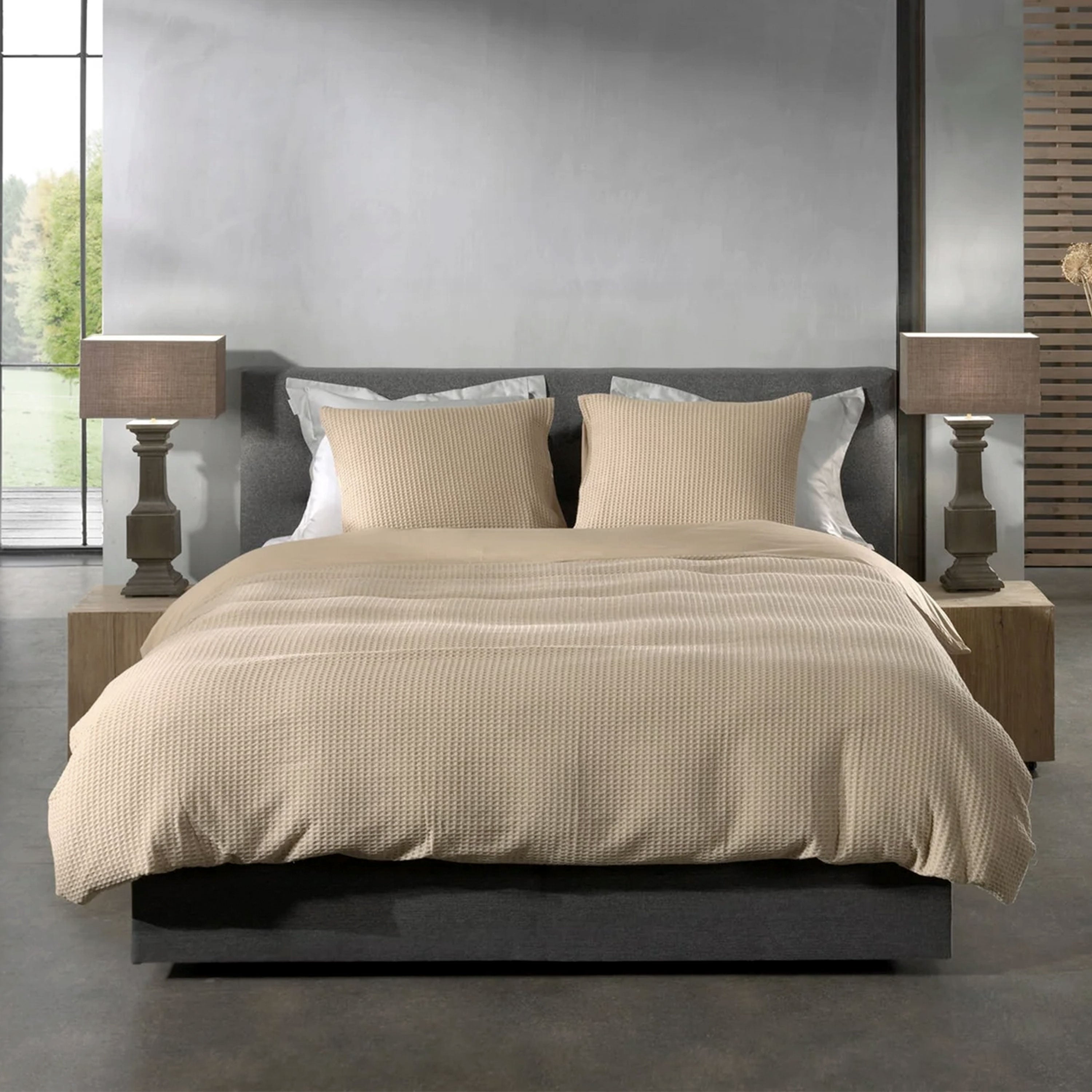 Dekbedovertrek Wafel - 100% katoen - Taupe