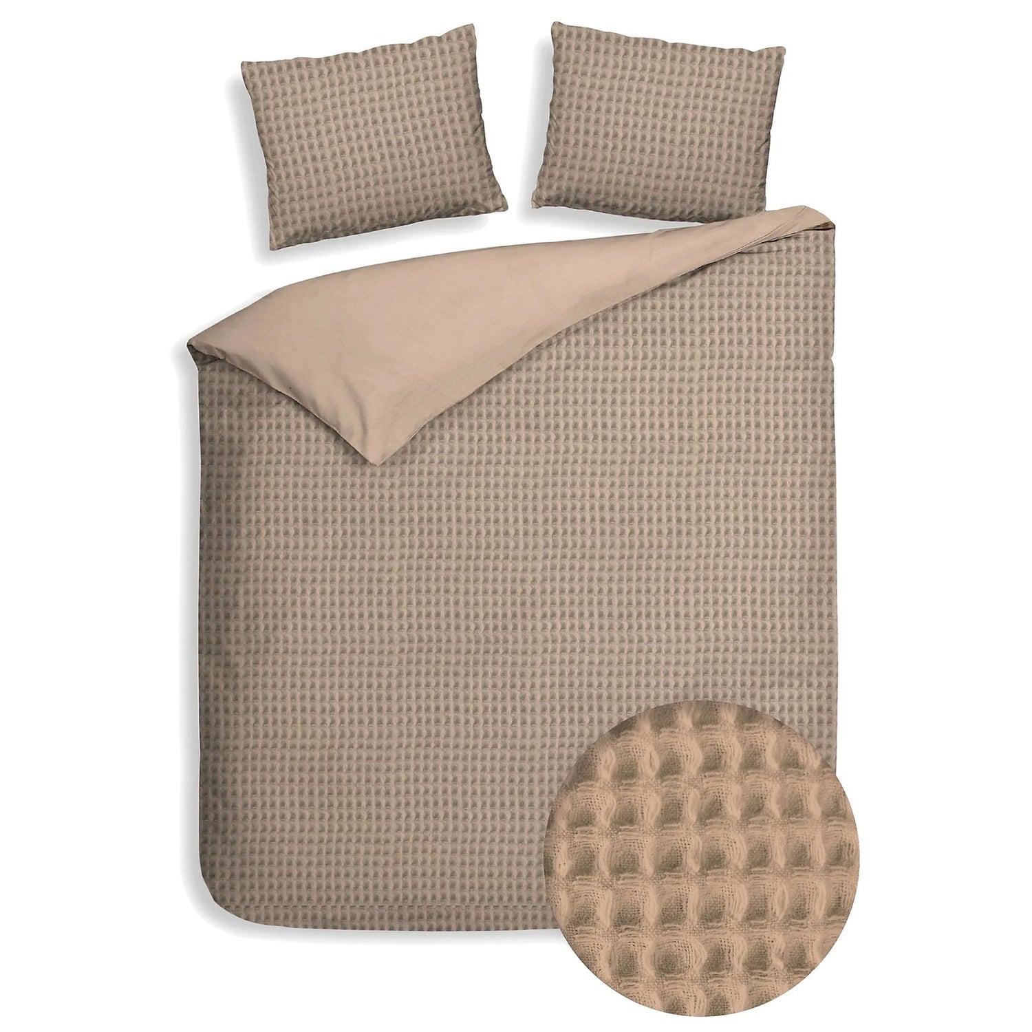 Dekbedovertrek Wafel - 100% katoen - Taupe