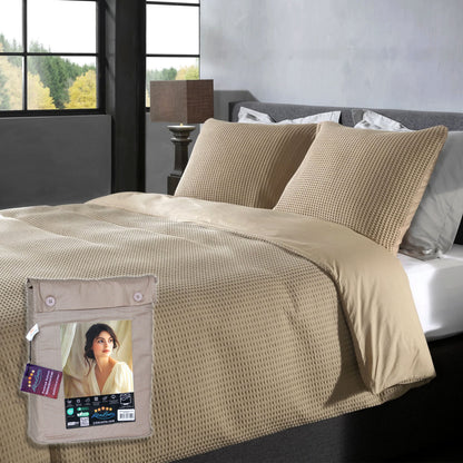 Dekbedovertrek Wafel - 100% katoen - Taupe