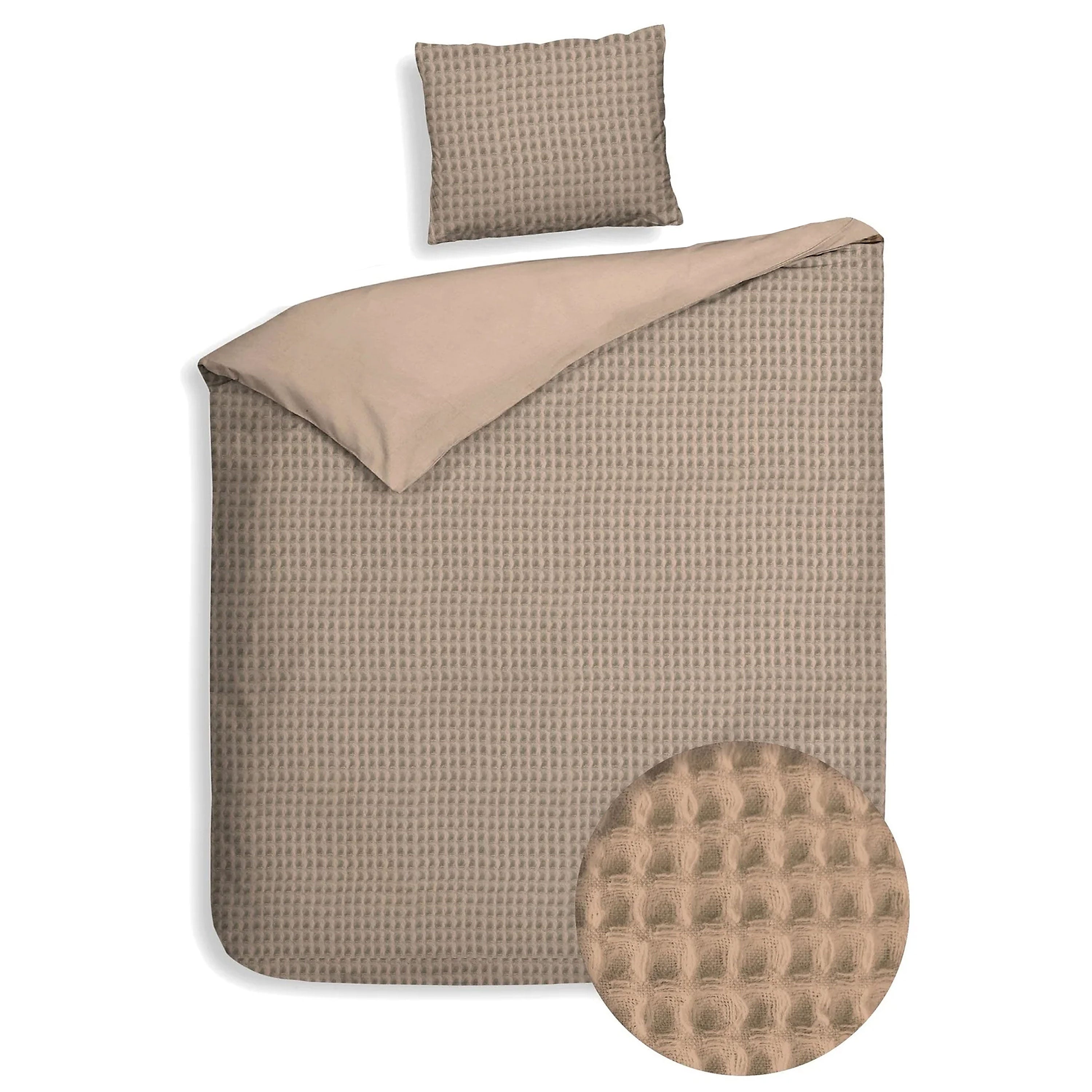 Dekbedovertrek Wafel - 100% katoen - Taupe