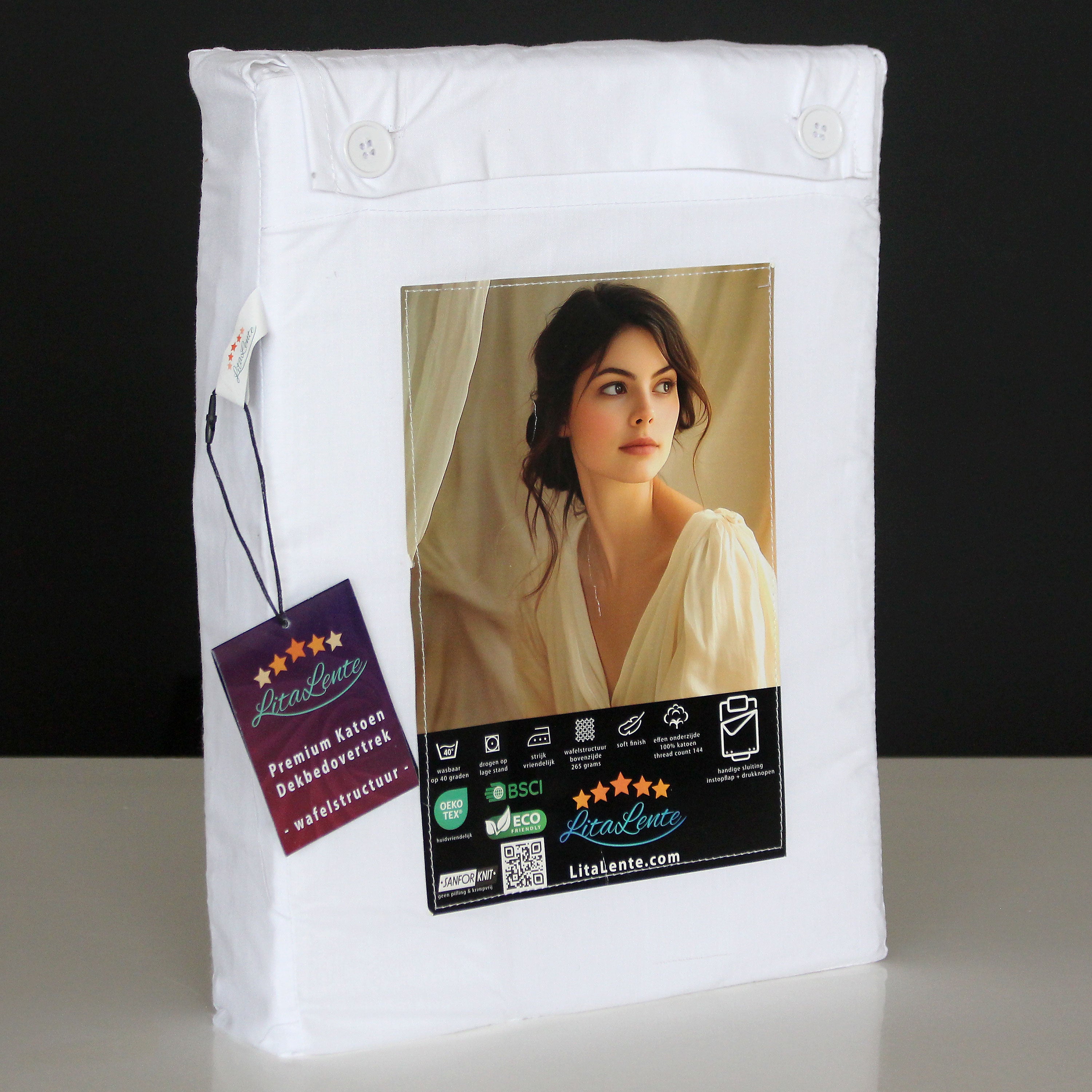 Dekbedovertrek Wafel - 100% katoen - wit