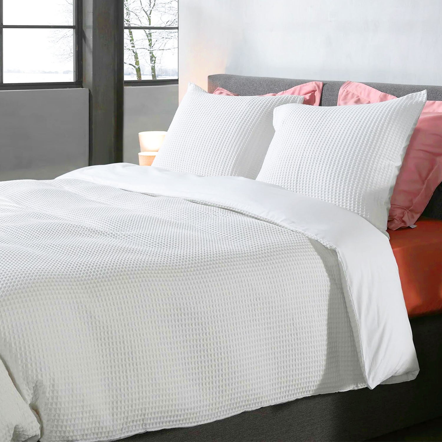 Dekbedovertrek Wafel - 100% katoen - wit