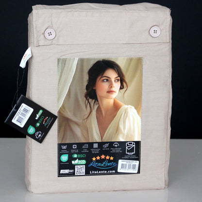 Dekbedovertrek Wafel - 100% katoen - zand