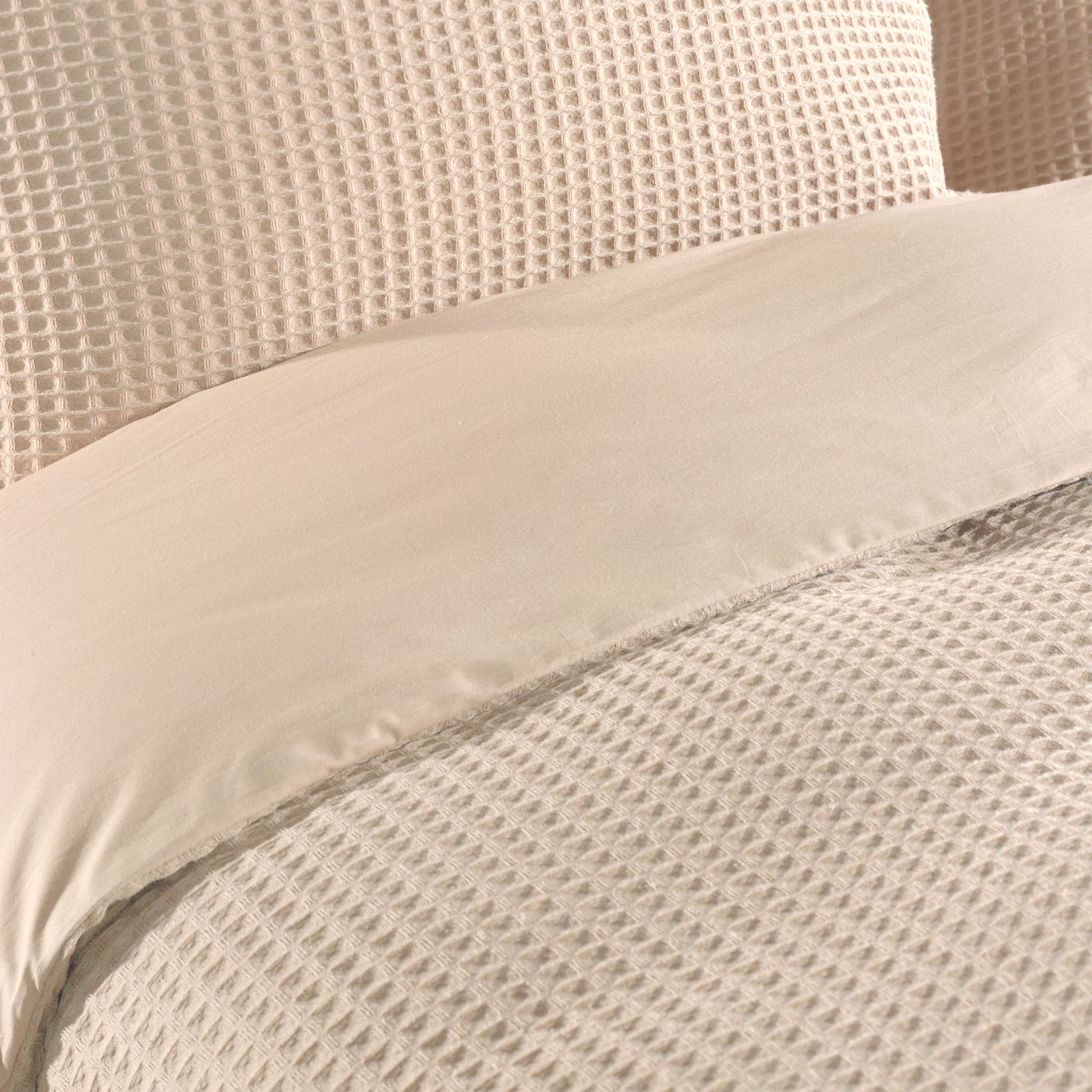 Dekbedovertrek Wafel - 100% katoen - zand