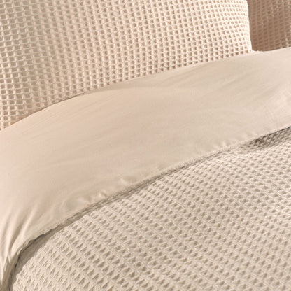Dekbedovertrek Wafel - 100% katoen - zand