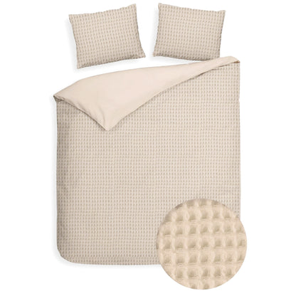 Dekbedovertrek Wafel - 100% katoen - zand