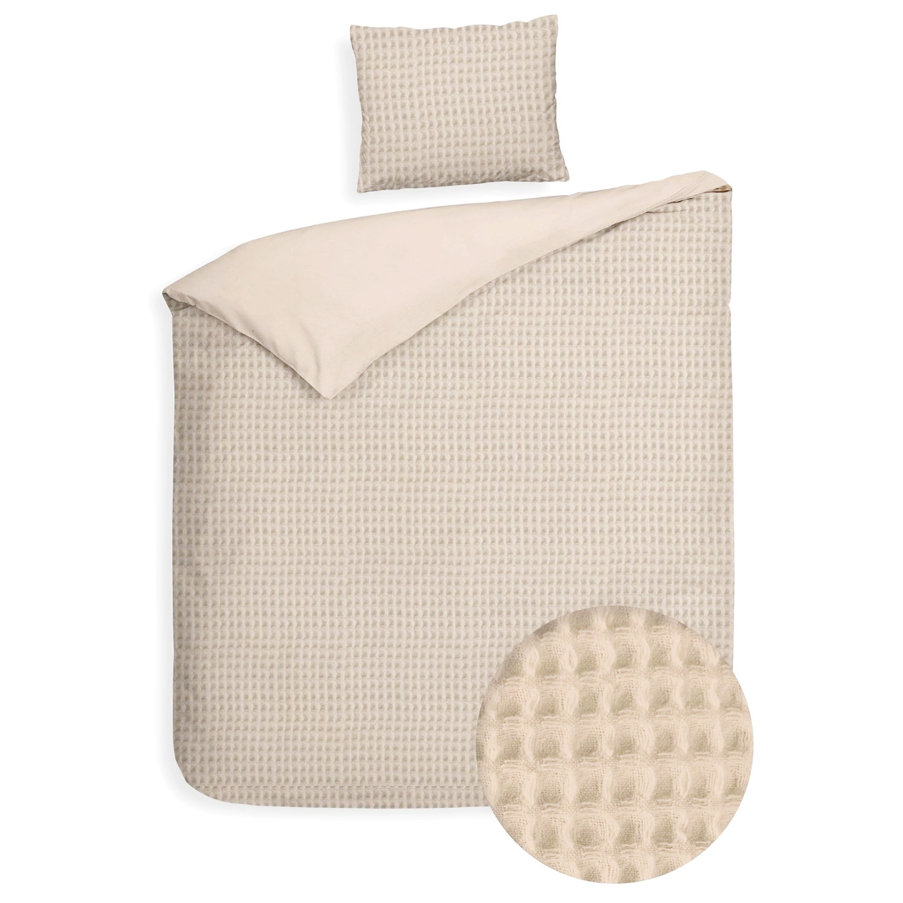 Dekbedovertrek Wafel - 100% katoen - zand