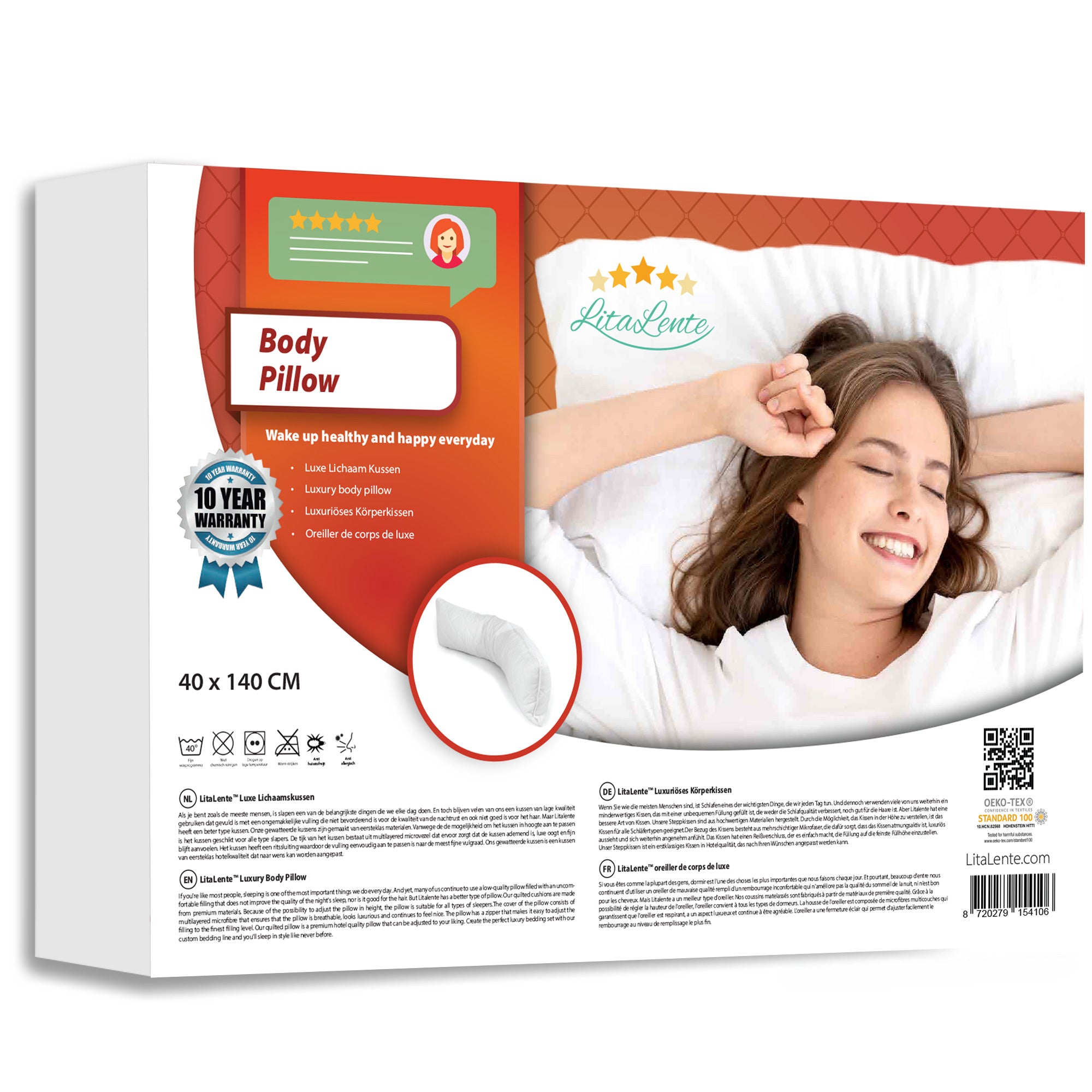 Body Pillow sloop (set van 2) - Body Pillow Kussenbeschermer gewatteerd (set van 2)