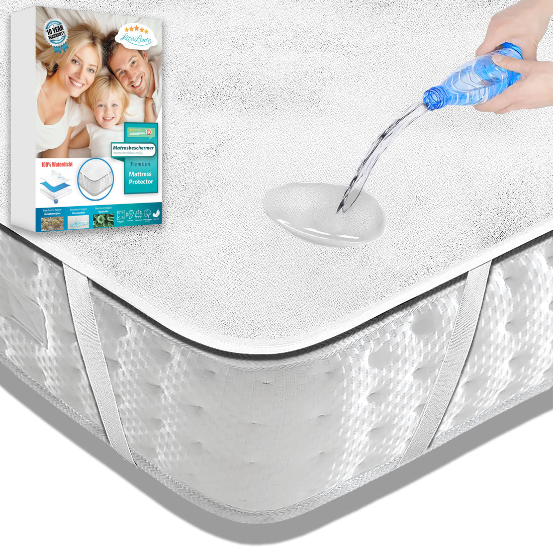 Molton met 4 elastische hoekbanden - Hoogwaardige Matrasbescherming &amp; Comfort | LitaLente - Rondom Elastiek - Matras Beschermer Molton/Matrasbeschermer - Molton 80% katoen - hoekhoogte van 30 cm - perfecte pasvorm - hoogkwaliteit molton