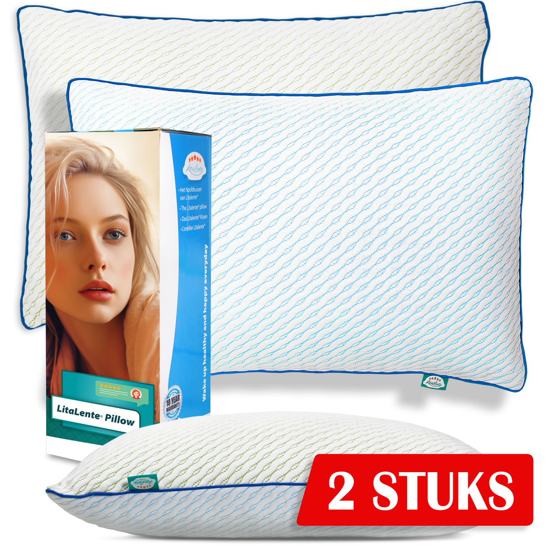 Litalente Pillow - Pillow (set of 2) - including 100 grams of extra memory foam