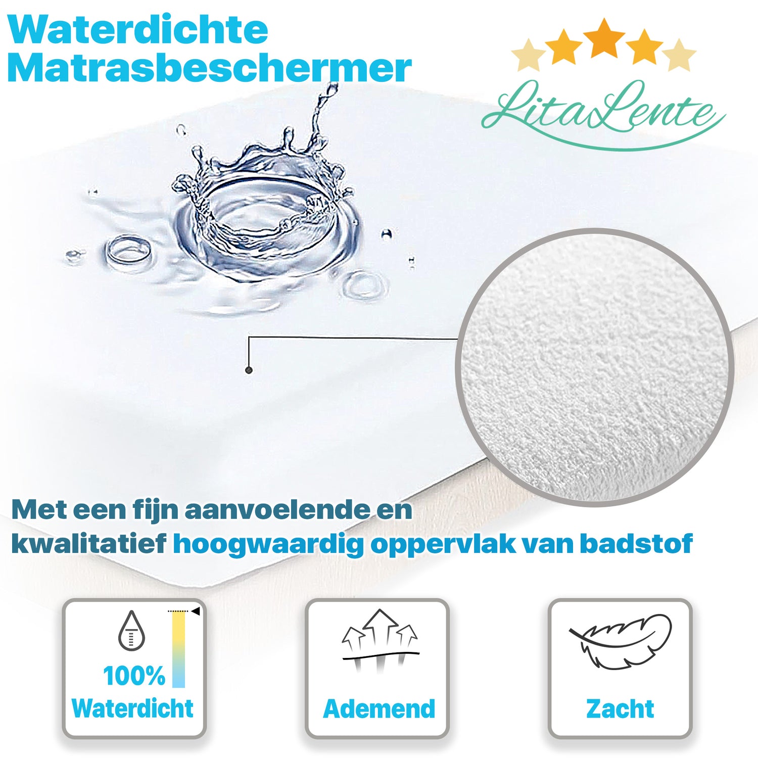 Waterdichte matrasbeschermer - 4 elastieken