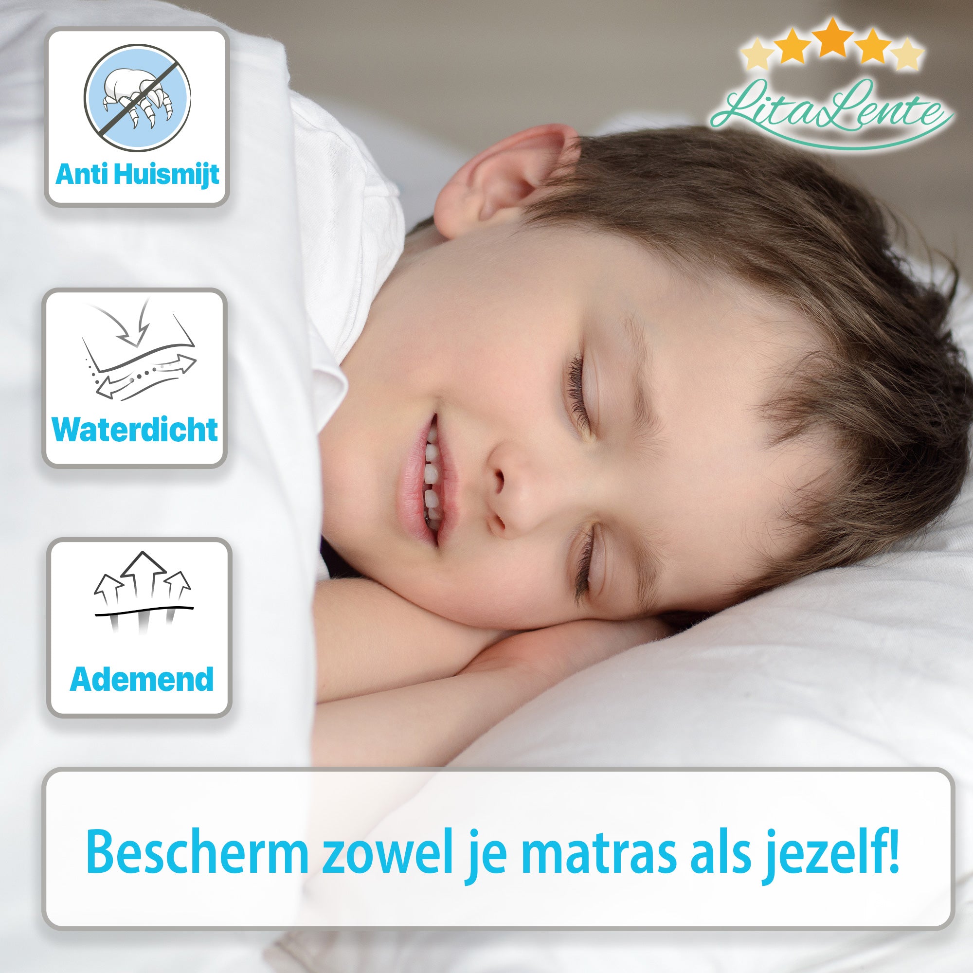 Waterdichte matrasbeschermer - 4 elastieken