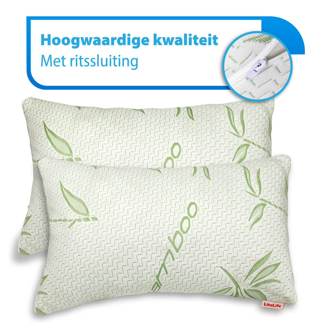 Bamboe kussen (set van 2) Bamboe Comfort Hoofdkussen - Memory Foam vulling (Set van 2)