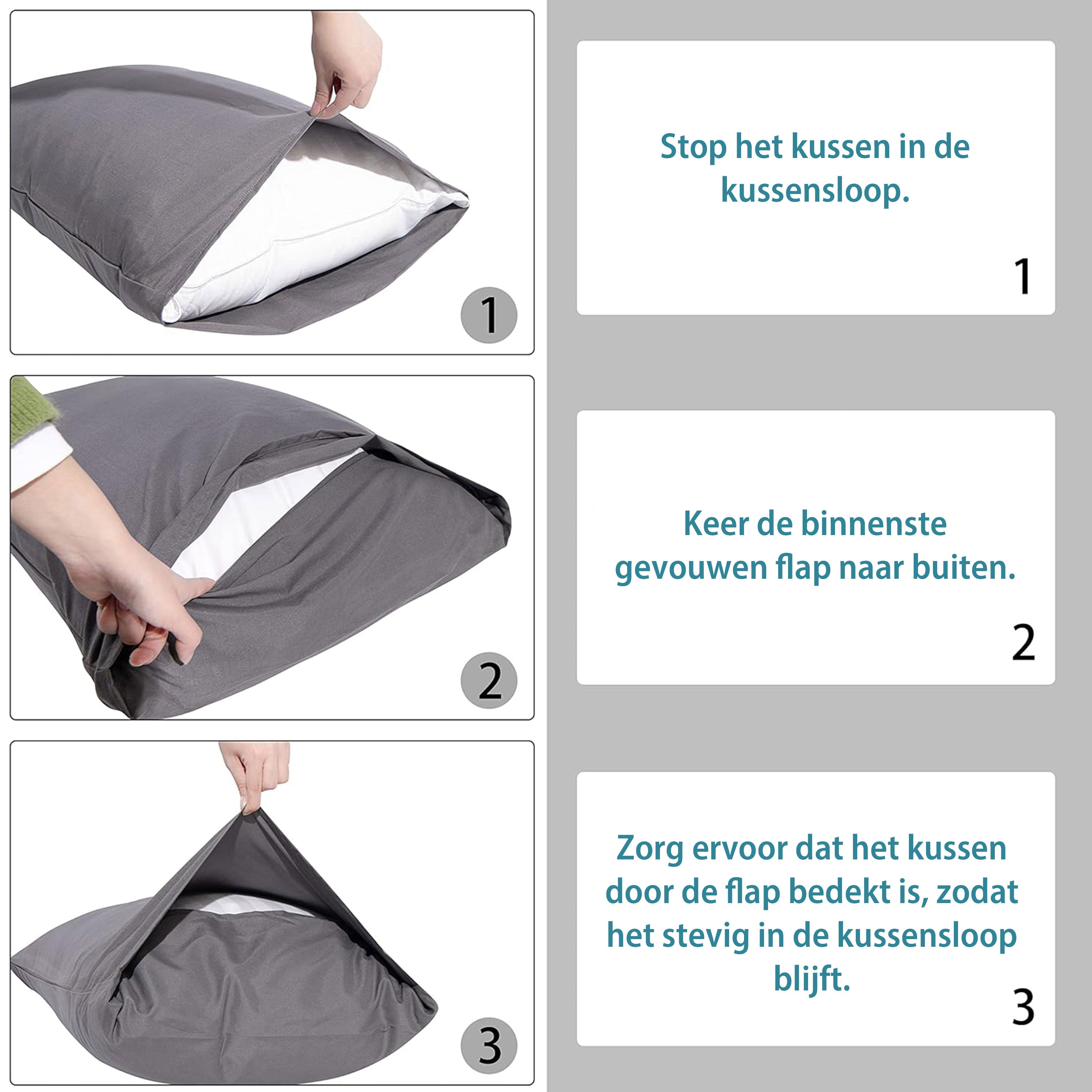 kussensloop Katoen - 60x70 (set van 2) - Groen