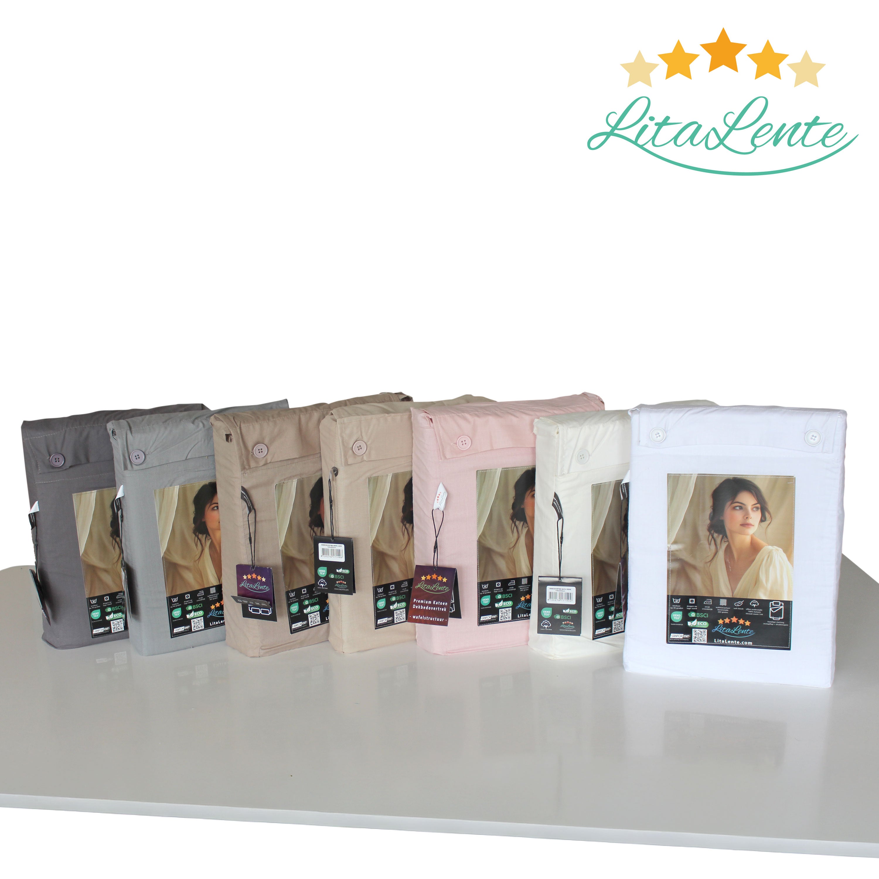 Dekbedovertrek Wafel - 100% katoen - lichtgrijs