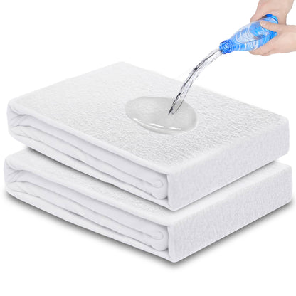 2x Waterproof Mattress Protector - Premium Terry Cloth Mattress Cover, Breathable, All-around Elastic