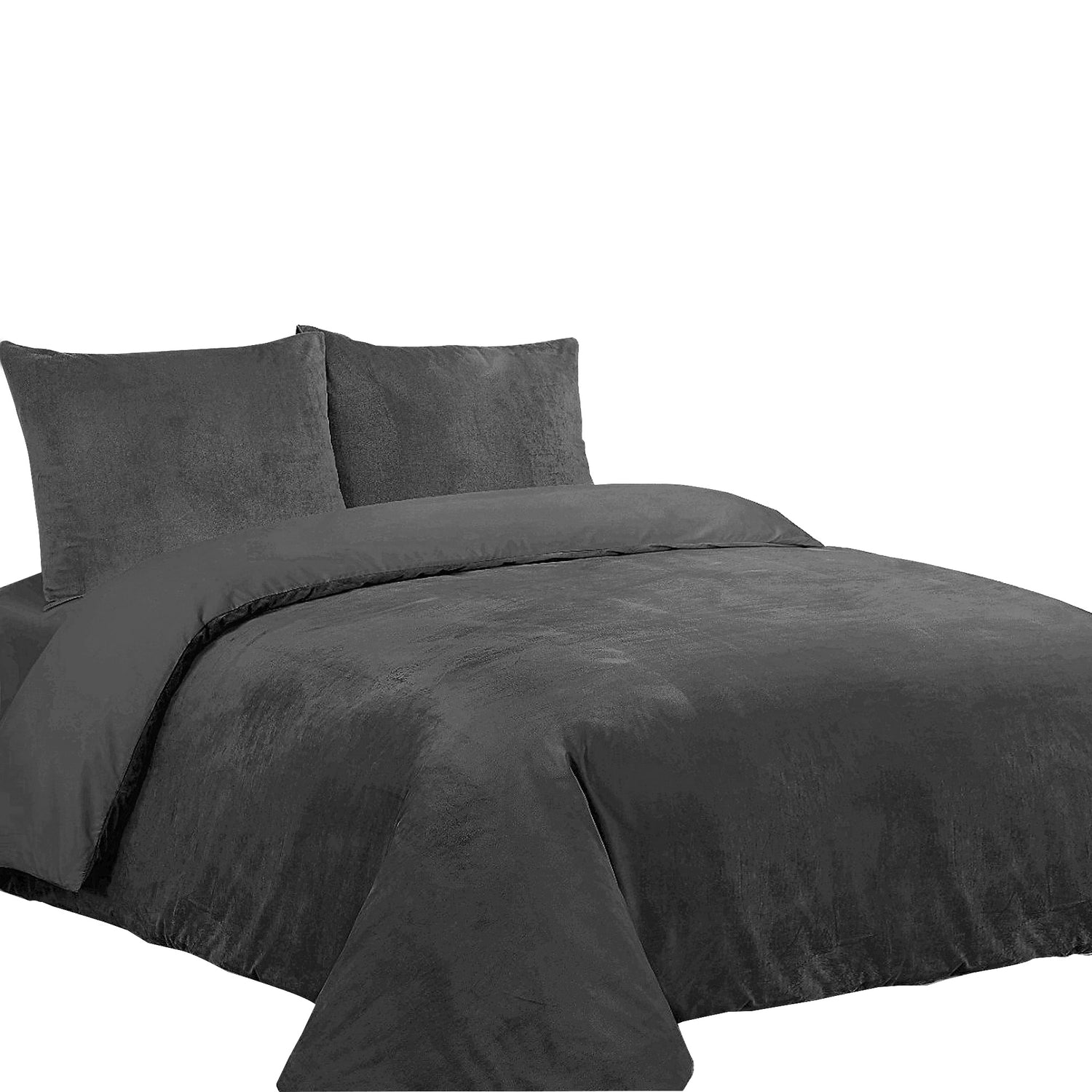 Dekbedovertrek Velvet Couture - Fluweel - Dekbedovertrek  - Antraciet - instopstrook - Fluweel Zacht - Afgewerkt met Drukknoopjes