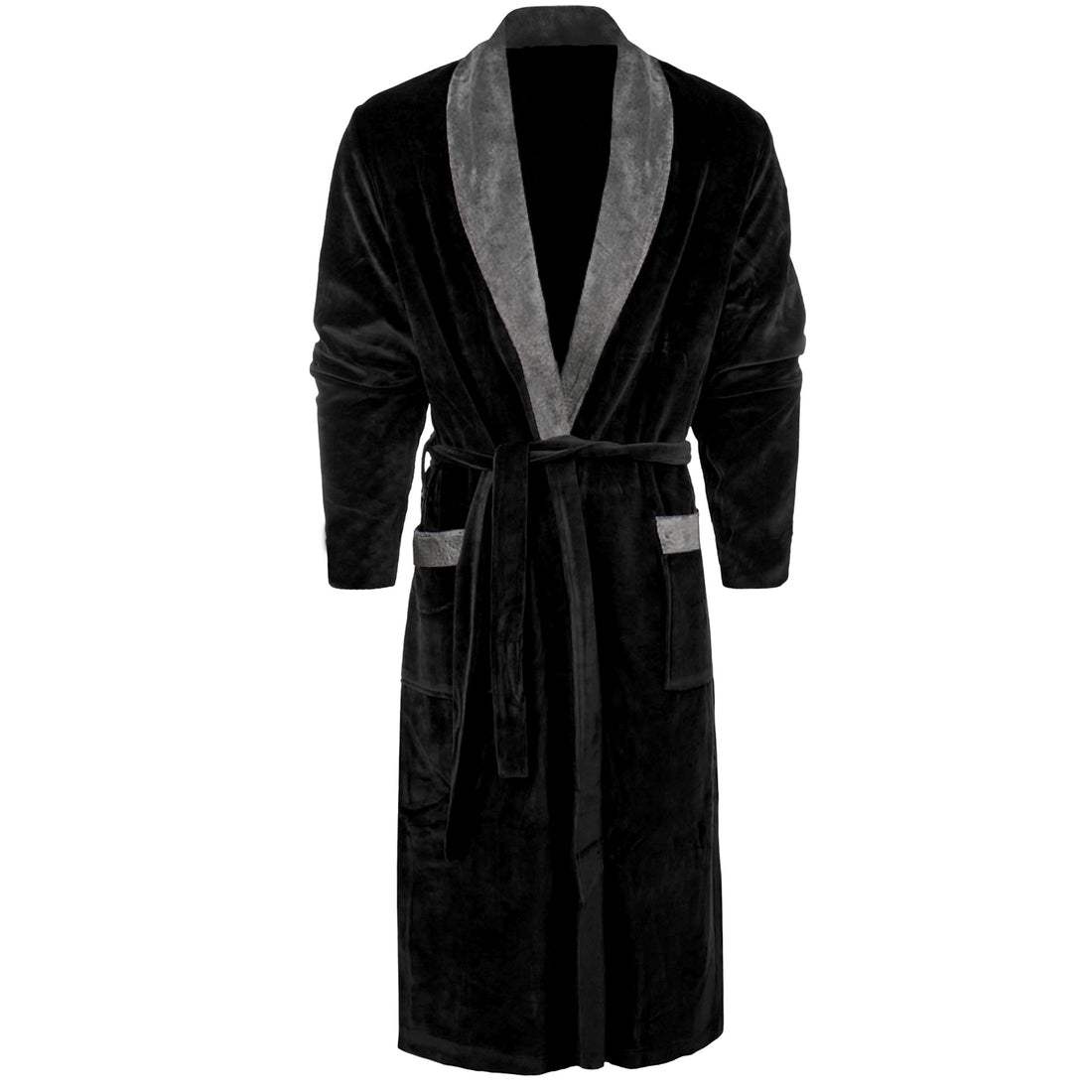 Badjas - Kamerjas fleece - sjaalkraag - Zwart - Gentlemen Badjas - Badjas Voor hem & haar - Unisex Badjas - Unisex Kamerjas