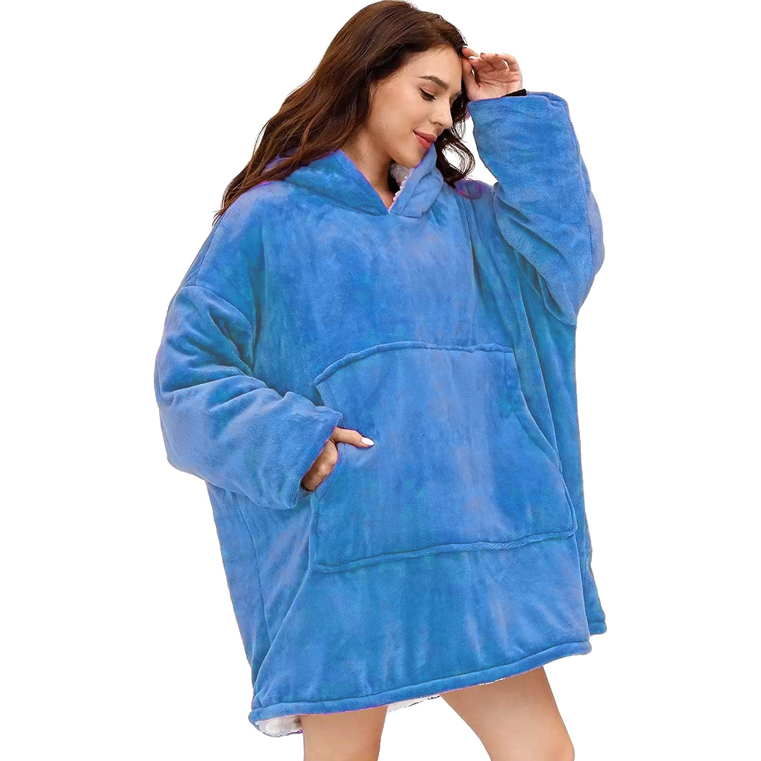 Hoodie Blanket - Snuggie Cuddle - Light Blue