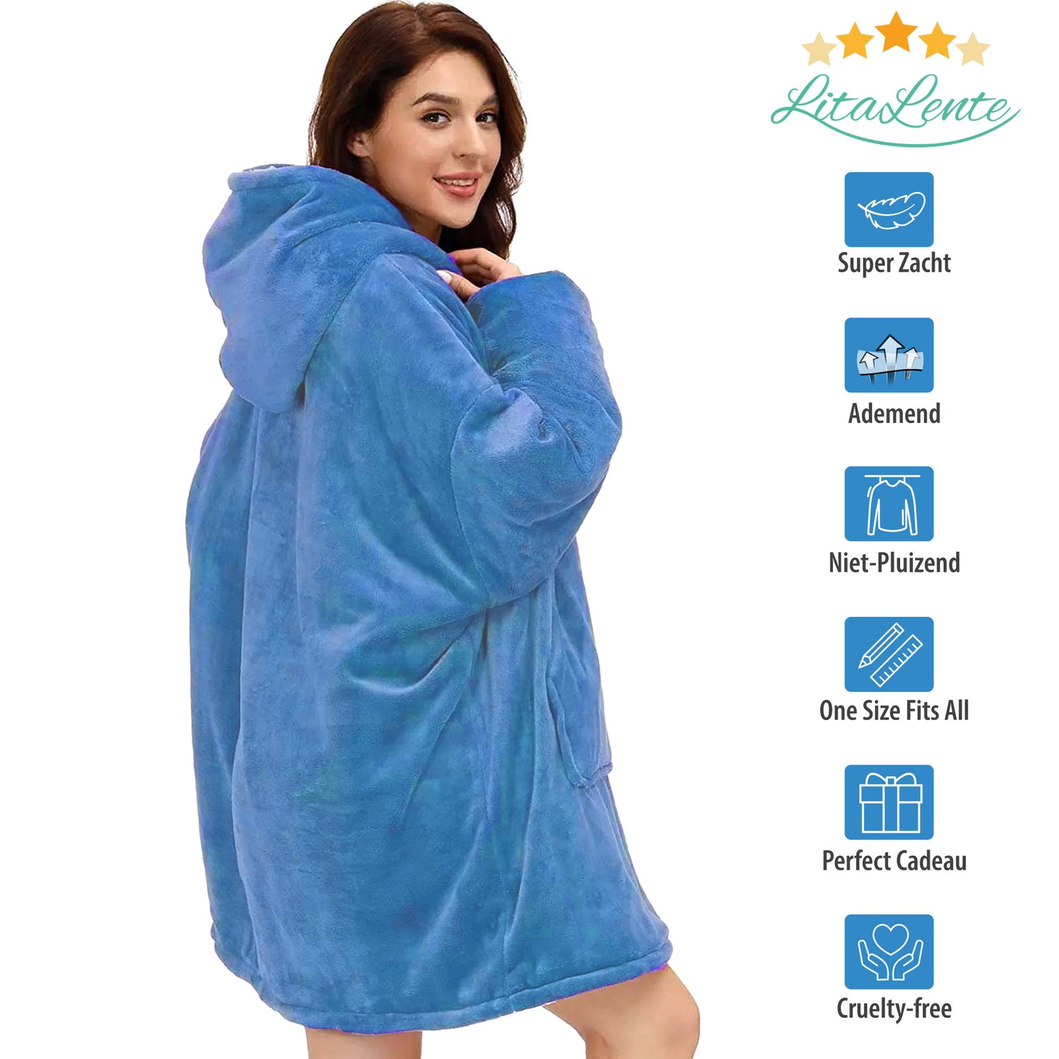 Hoodie Blanket - Snuggie Cuddle - Light Blue