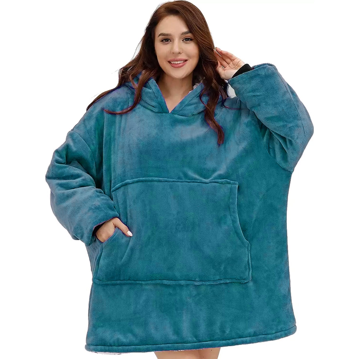 Hoodie Blanket Snuggie Cuddle Fleece Blanket With Sleeves