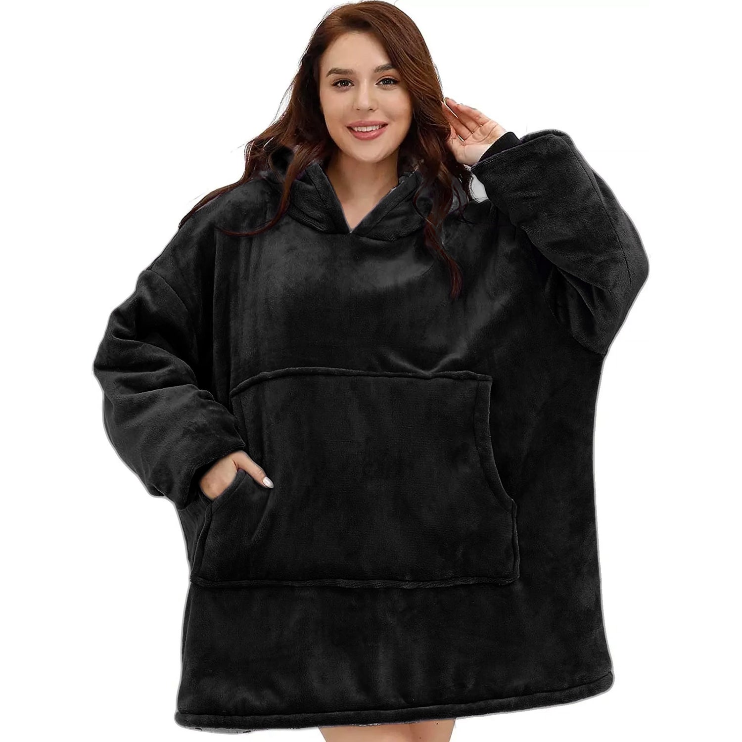 Hoodie Blanket - Snuggie Cuddle - Black