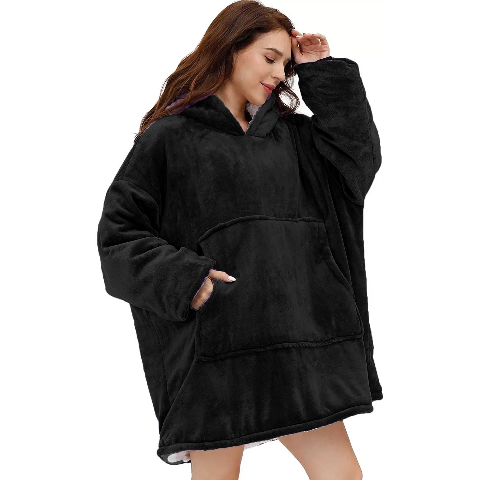 Hoodie Blanket - Snuggie Cuddle - Black