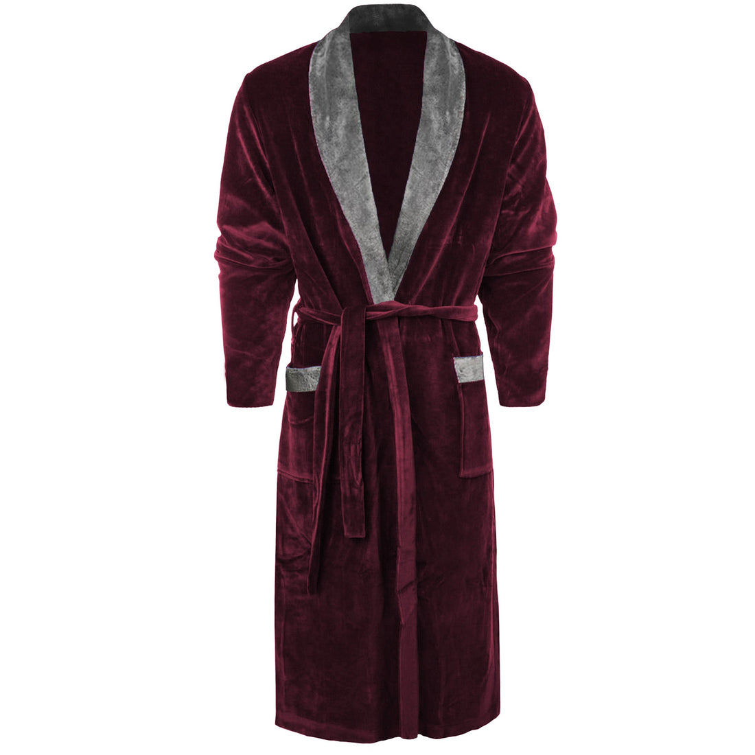 Kamerjas - fleece Badjas - sjaalkraag - Donkerrood - 30 dagen uitproberen - Badjas Voor hem & haar - Unisex Badjas - Unisex Kamerjas