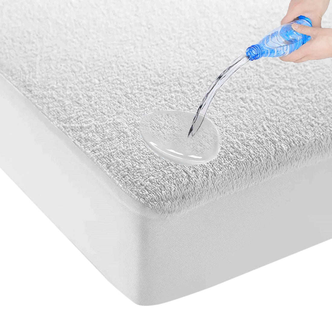Waterdicht Matrasbeschermer - alle maten - Hoeslakenbadstof - Antibacteriëel - Rondom Elastiek - Wit - Waterdichte molton Incontinentie molton