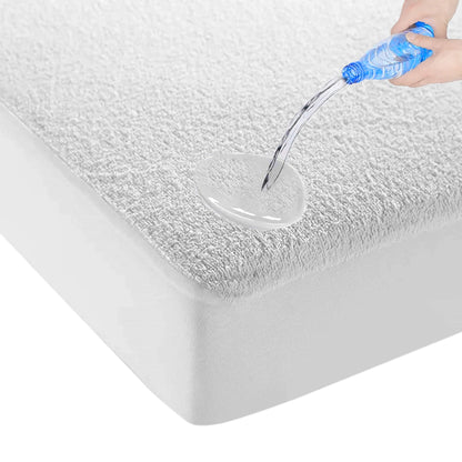 Waterdicht Matrasbeschermer - alle maten - Hoeslakenbadstof - Antibacteriëel - Rondom Elastiek - Wit - Waterdichte molton Incontinentie molton